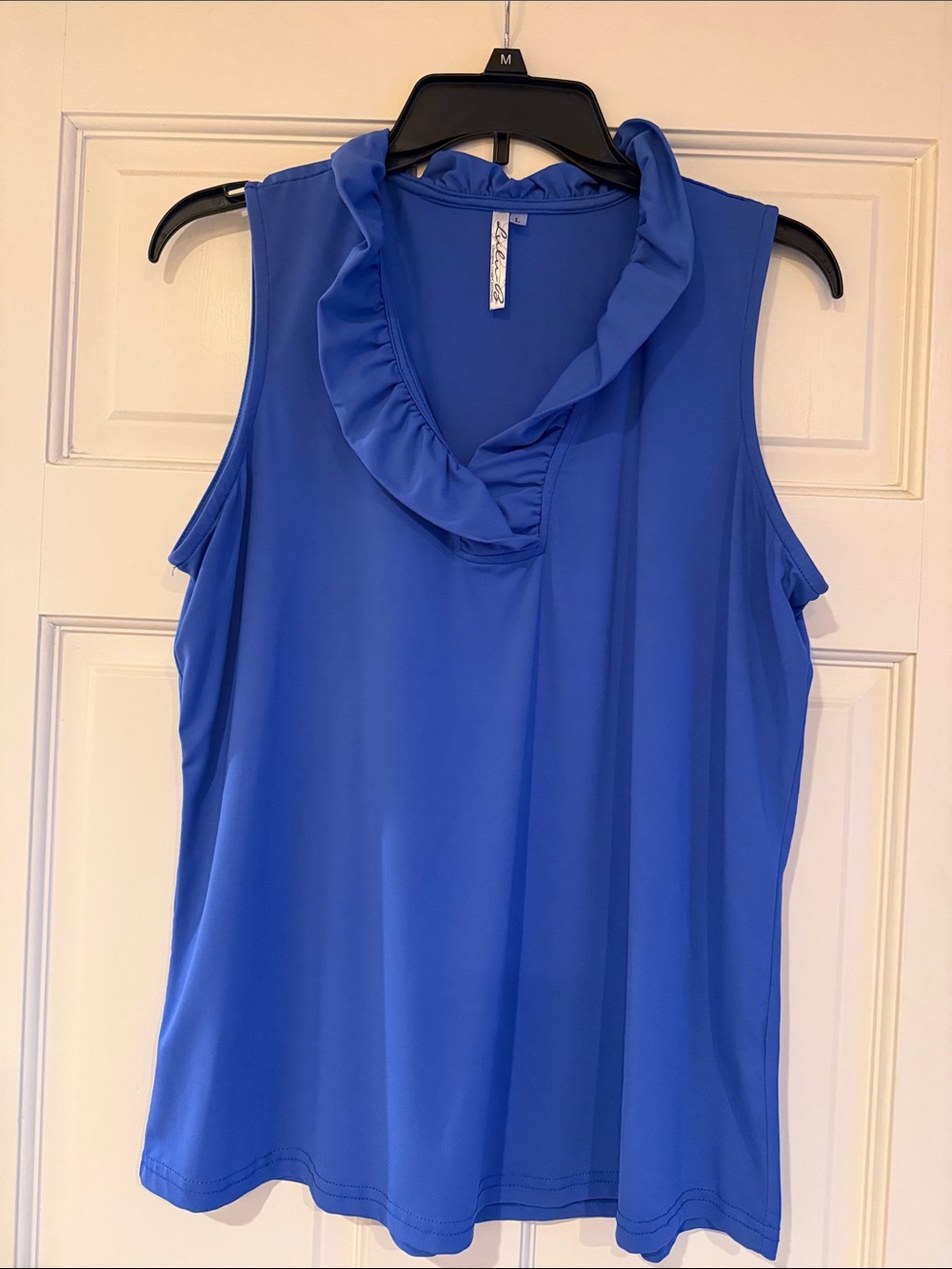 Lulu-B Blue Ruffled V-Neck Sleeveless Tank